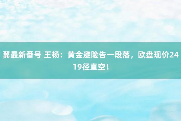 翼最新番号 王杨：黄金避险告一段落，欧盘现价2419径直空！