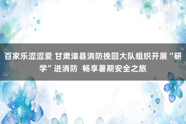 百家乐涩涩爱 甘肃漳县消防挽回大队组织开展“研学”进消防  畅享暑期安全之旅