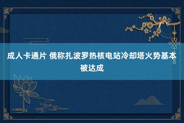 成人卡通片 俄称扎波罗热核电站冷却塔火势基本被达成