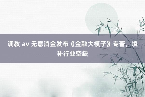 调教 av 无意消金发布《金融大模子》专著，填补行业空缺