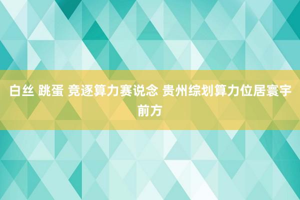 白丝 跳蛋 竞逐算力赛说念 贵州综划算力位居寰宇前方