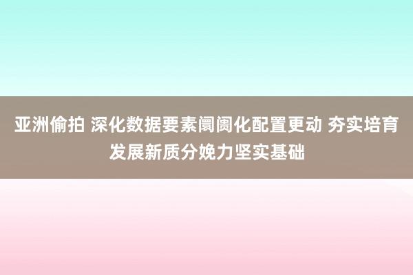 亚洲偷拍 深化数据要素阛阓化配置更动 夯实培育发展新质分娩力坚实基础