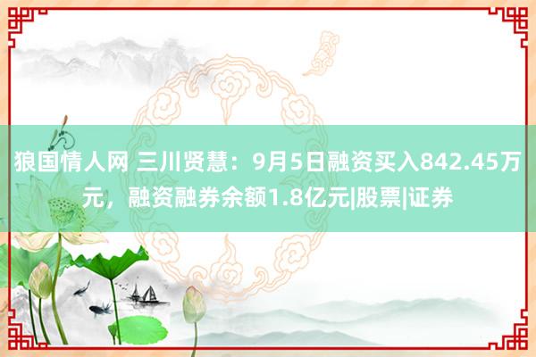 狼国情人网 三川贤慧：9月5日融资买入842.45万元，融资融券余额1.8亿元|股票|证券