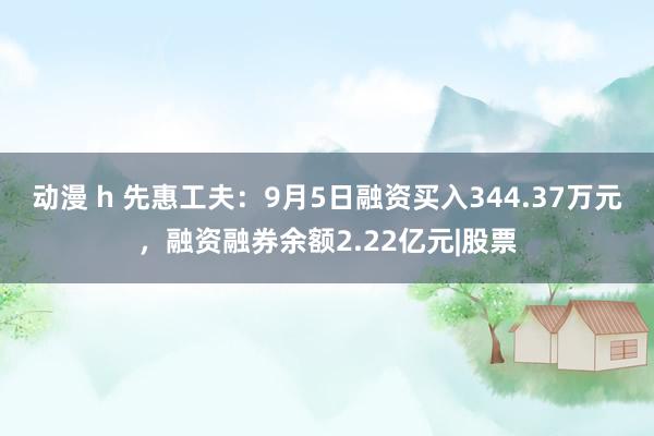 动漫 h 先惠工夫：9月5日融资买入344.37万元，融资融券余额2.22亿元|股票